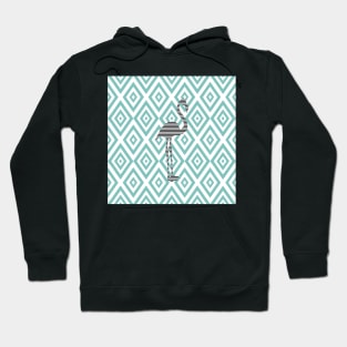 Abstract geometric pattern - blue and white - black flamingo Hoodie